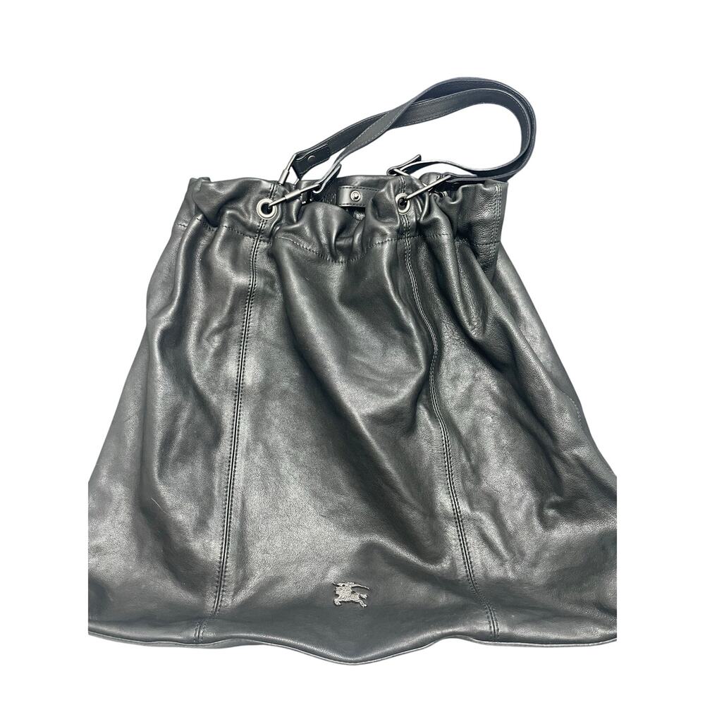 Burberry Lambskin Drawstring Tote Purse Handbag Slouchy Tote